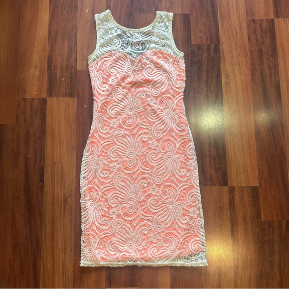NWT orange and white floral lace dress - Picture 1 of 3